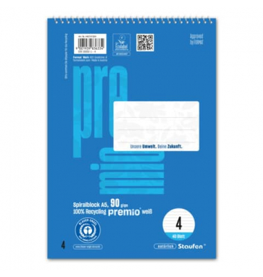 Notizblock 040741004, Lineatur 4 | liniert / Lineatur 4, A5, 90g, blau, 40 Blatt